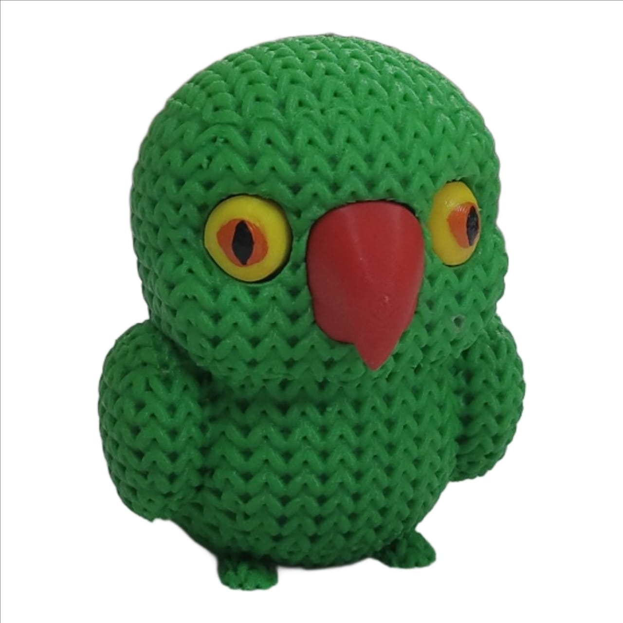 12CM Green Parrot Knitted Toy – 3D Printed Bird Figure