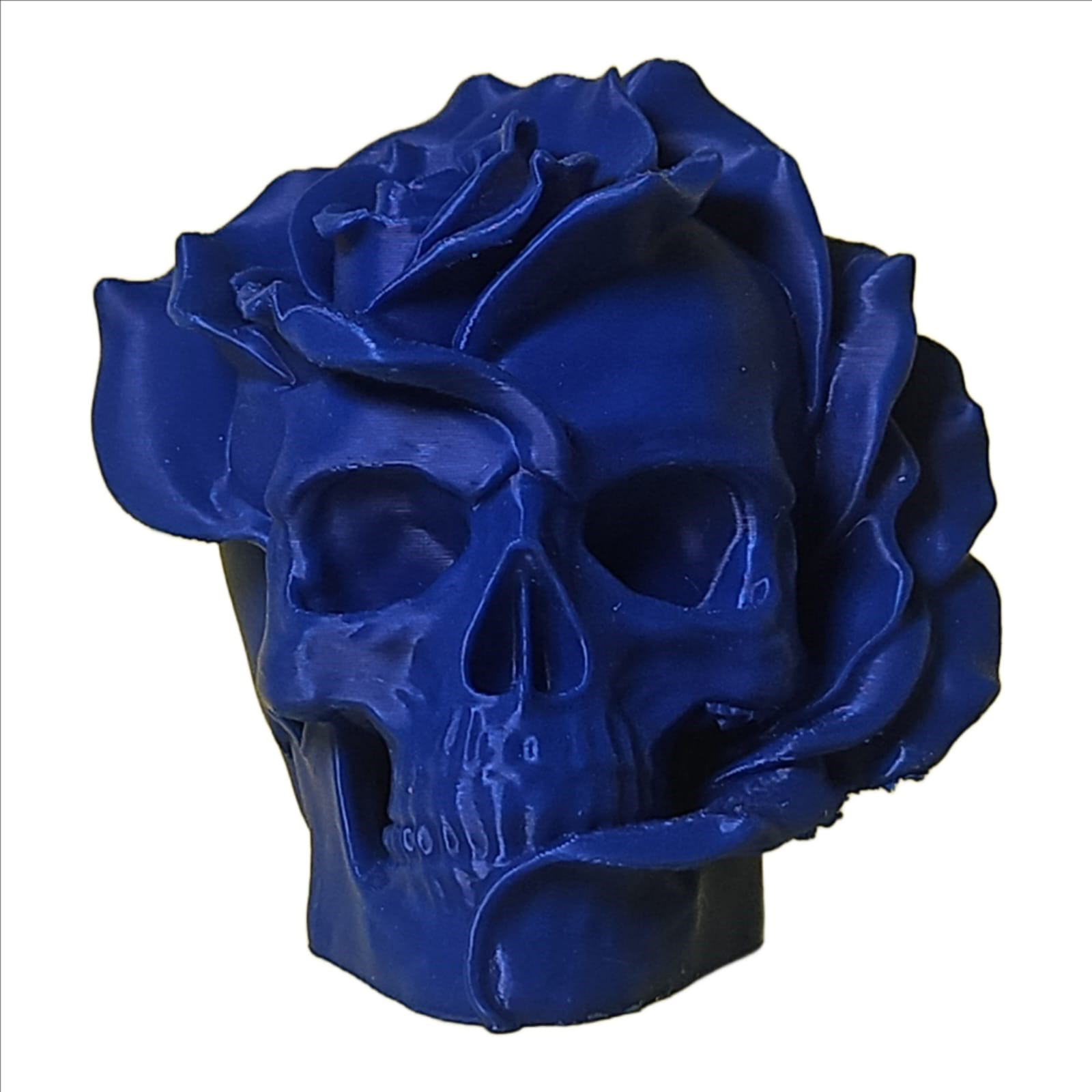 Skull n Rose Blue – Artistic Blue Skull and Rose 3D Sculpted Decor Piece
