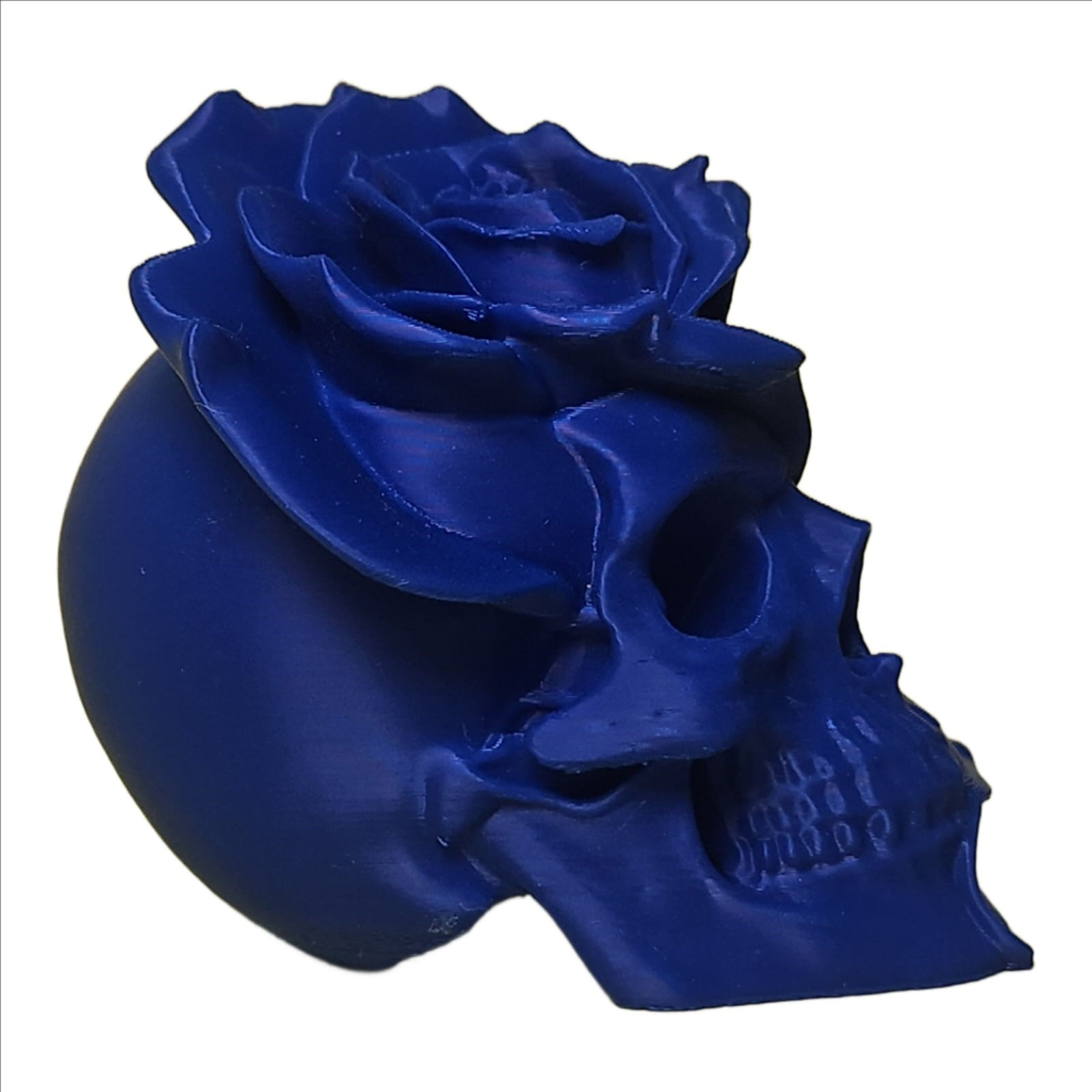 Skull n Rose Blue – Artistic Blue Skull and Rose 3D Sculpted Decor Piece - Image 3